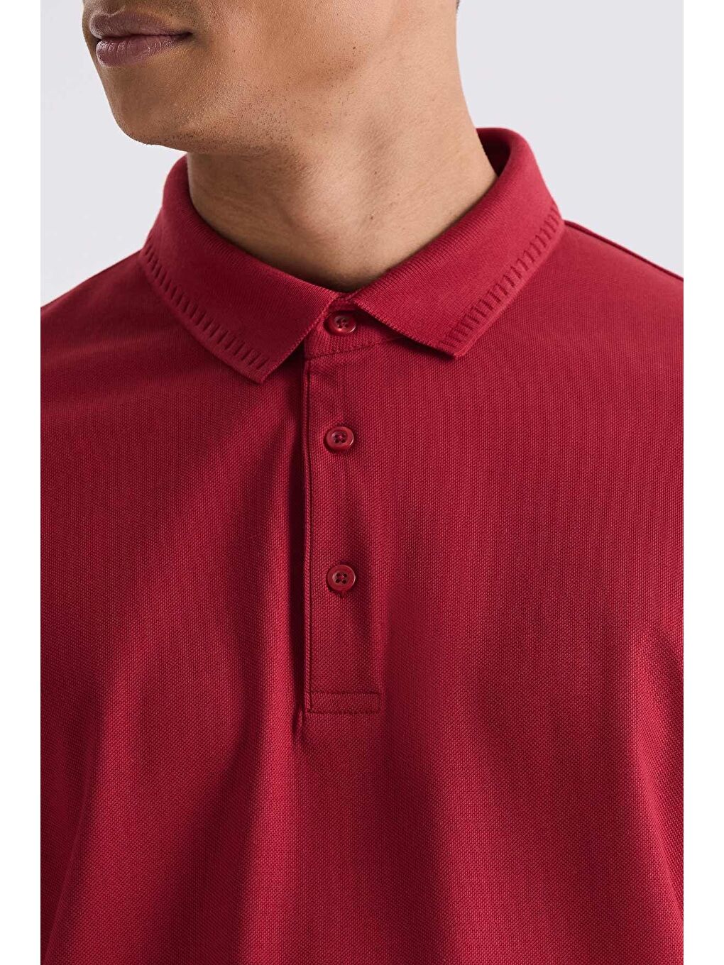 Bordo Slim Fit %100 Pamuk Merserize Polo Yaka T-Shirt-2