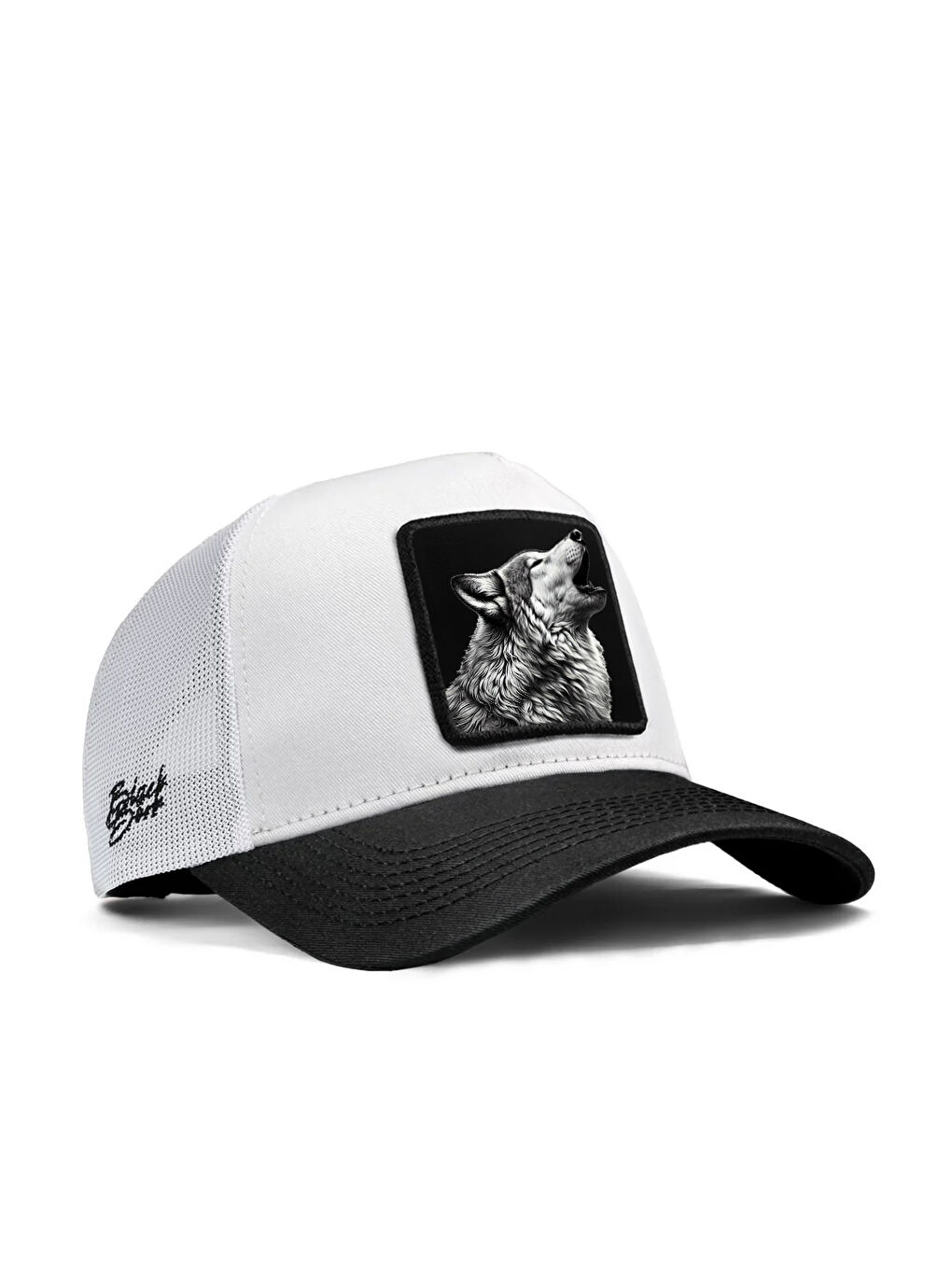 Logolu Siyah-Beyaz Trucker Şapka