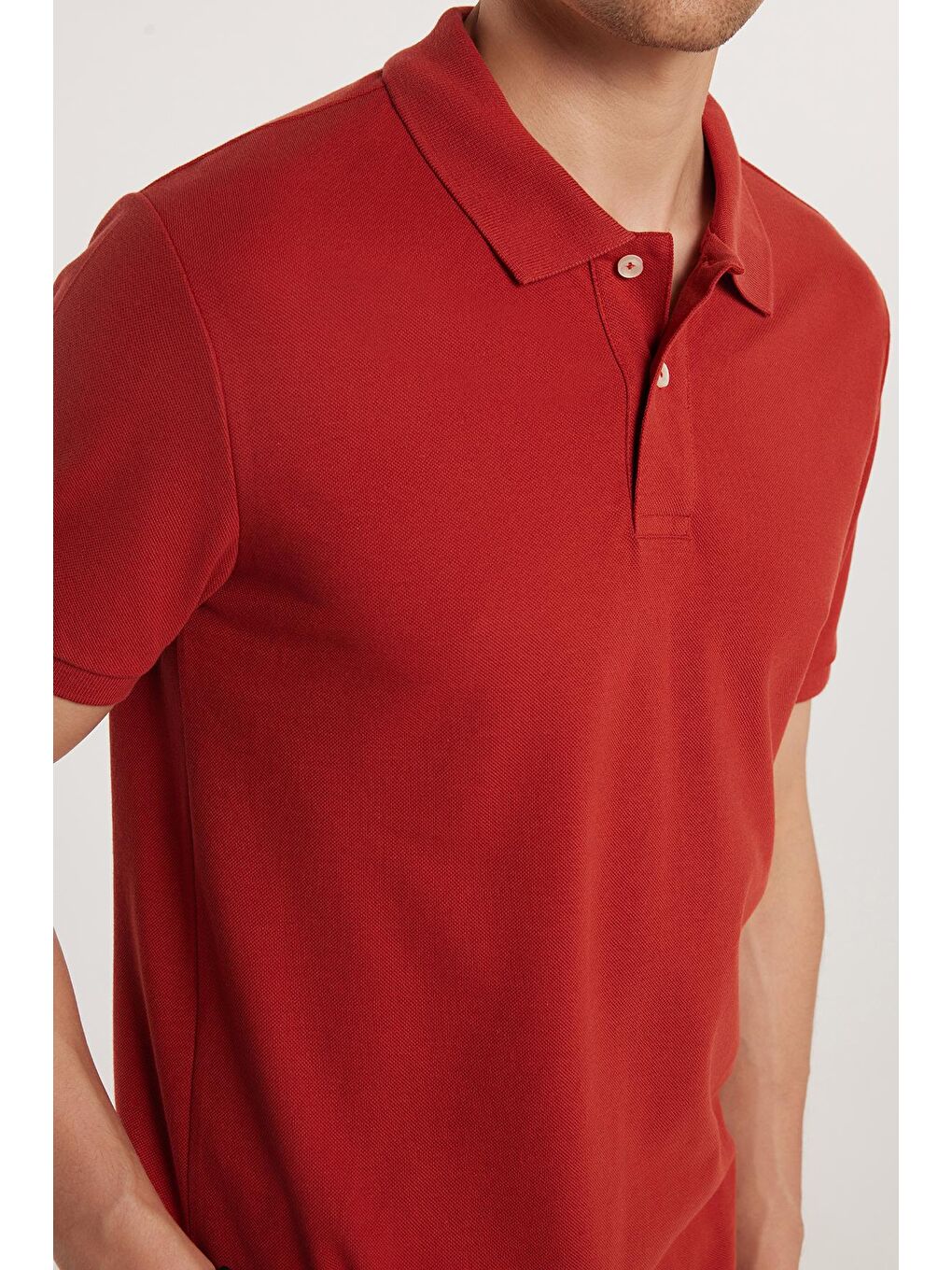 Kahverengi Erkek Slim Fit Dar Kesim %100 Pamuk Kiremit Polo Yaka Tişört-4