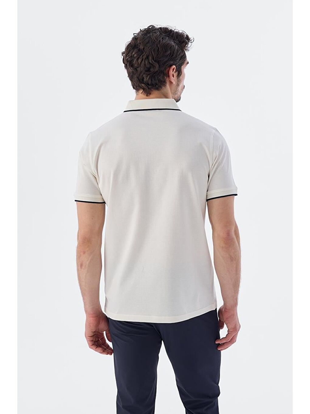 Bej Slim Fit %100 Pamuk Polo Yaka T-Shirt-3