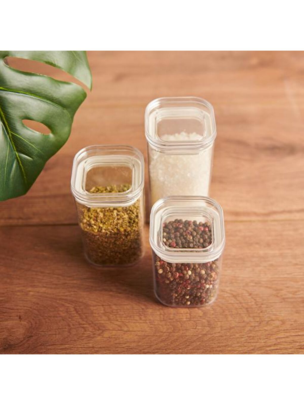 Renksiz Akrilik Vakumlu Kare Baharatlık ve Saklama Kabı - Şeffaf-5