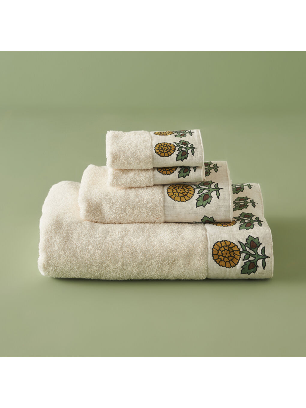 Ekru %100 Pamuk Indian El Havlusu 2'li Bej (30x30 cm)-2