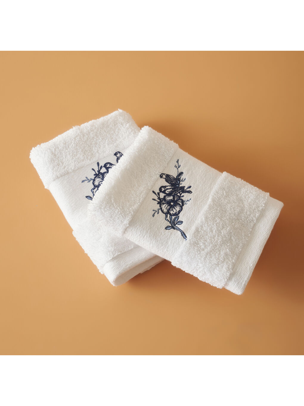 %100 Pamuk Bleu Blanc El Havlusu 2'li Mavi-Beyaz (30x30 cm)