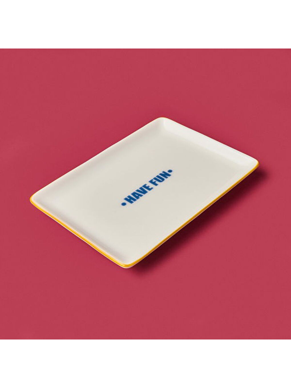 Ekru Kitchen Have Fun Servis Tabağı - Sarı / Mavi - 13x18 cm-1