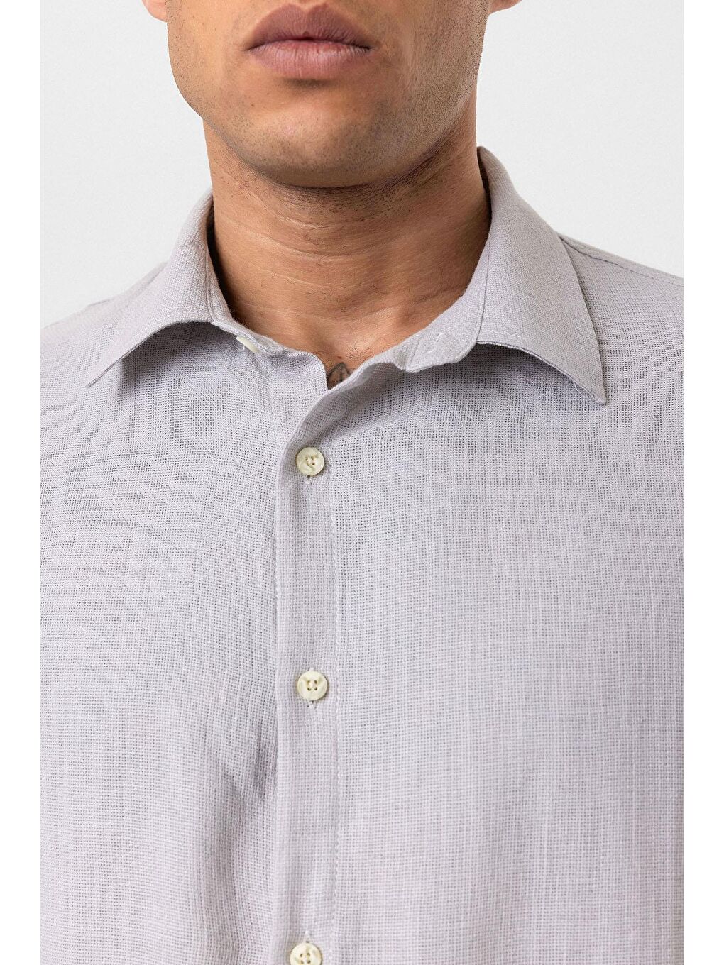 Uzun Kollu Basic Oversize Gömlek Gri-5