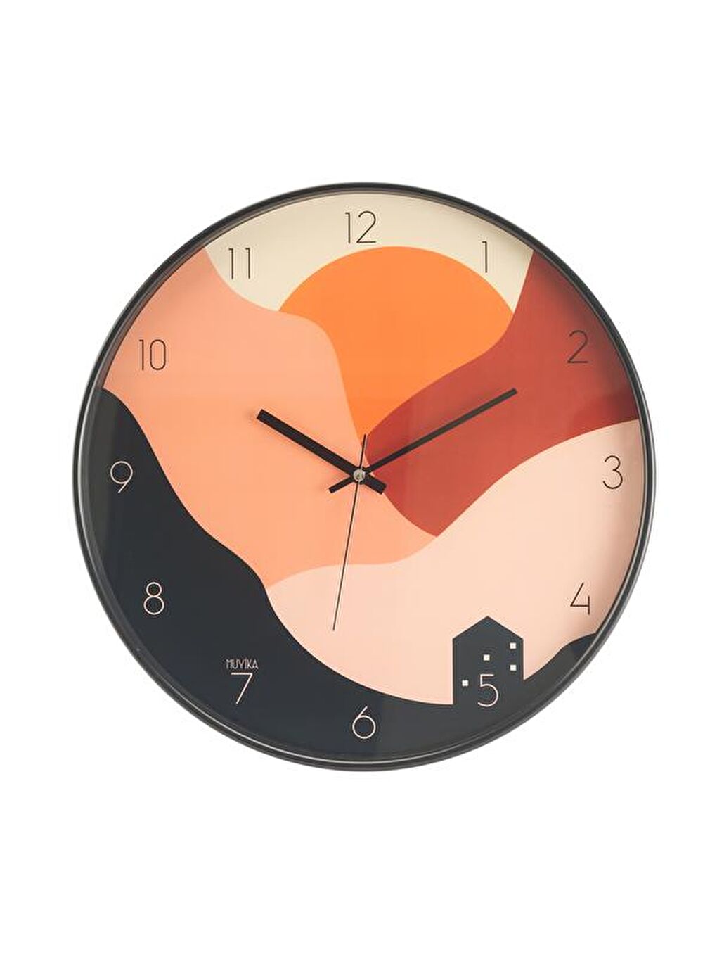 Karışık Batımı Camlı Duvar Saati - Renkli - 42 cm-2