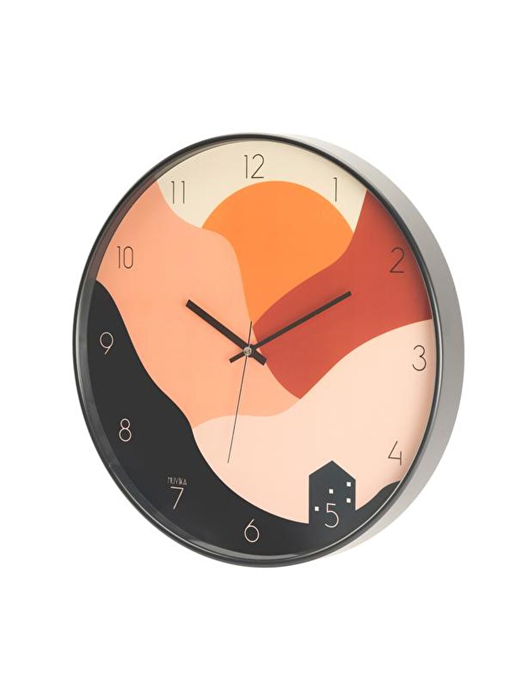 Karışık Batımı Camlı Duvar Saati - Renkli - 42 cm-3