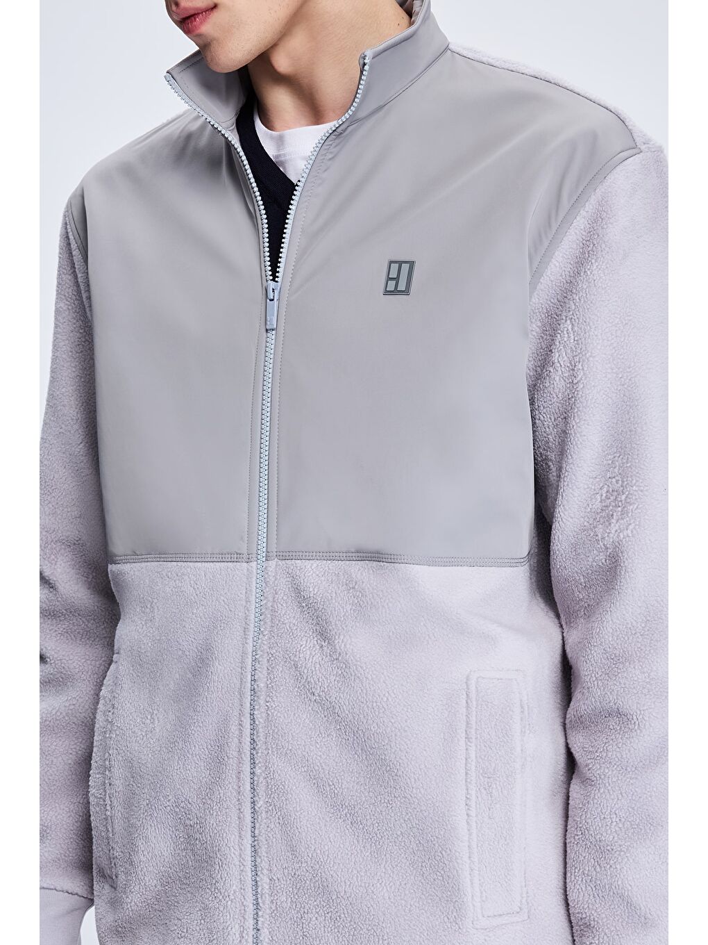 Gri Regular Fit Hakim Yaka Baharlık Mont-2