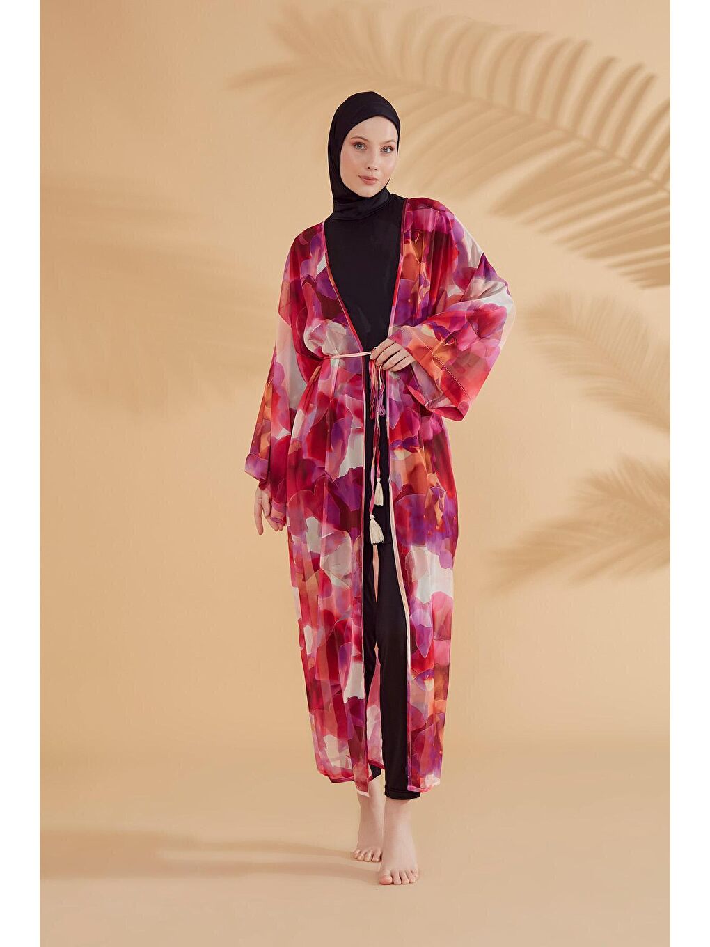 Batik Desenli Fuşya Kimono Kaftan P2341