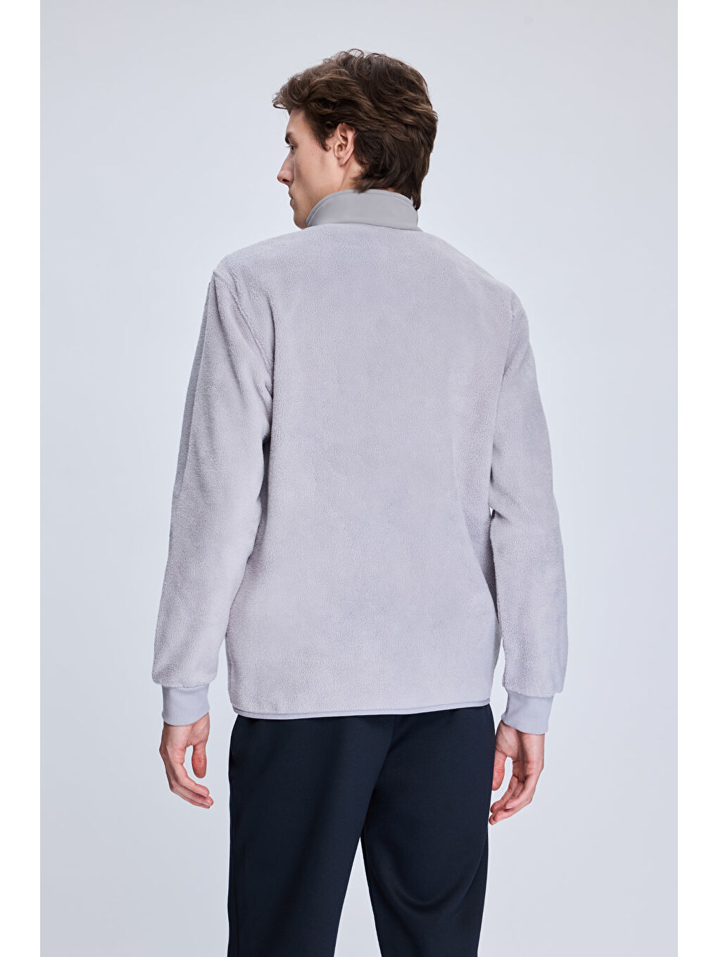 Gri Regular Fit Hakim Yaka Baharlık Mont-3