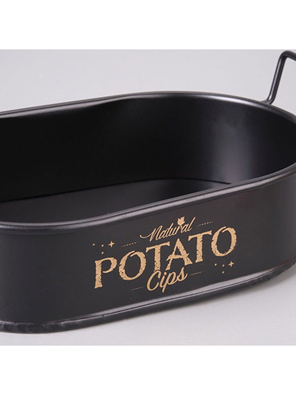 Siyah Mini Oval Patates & Cips Sunumluk - 21x13 cm-1