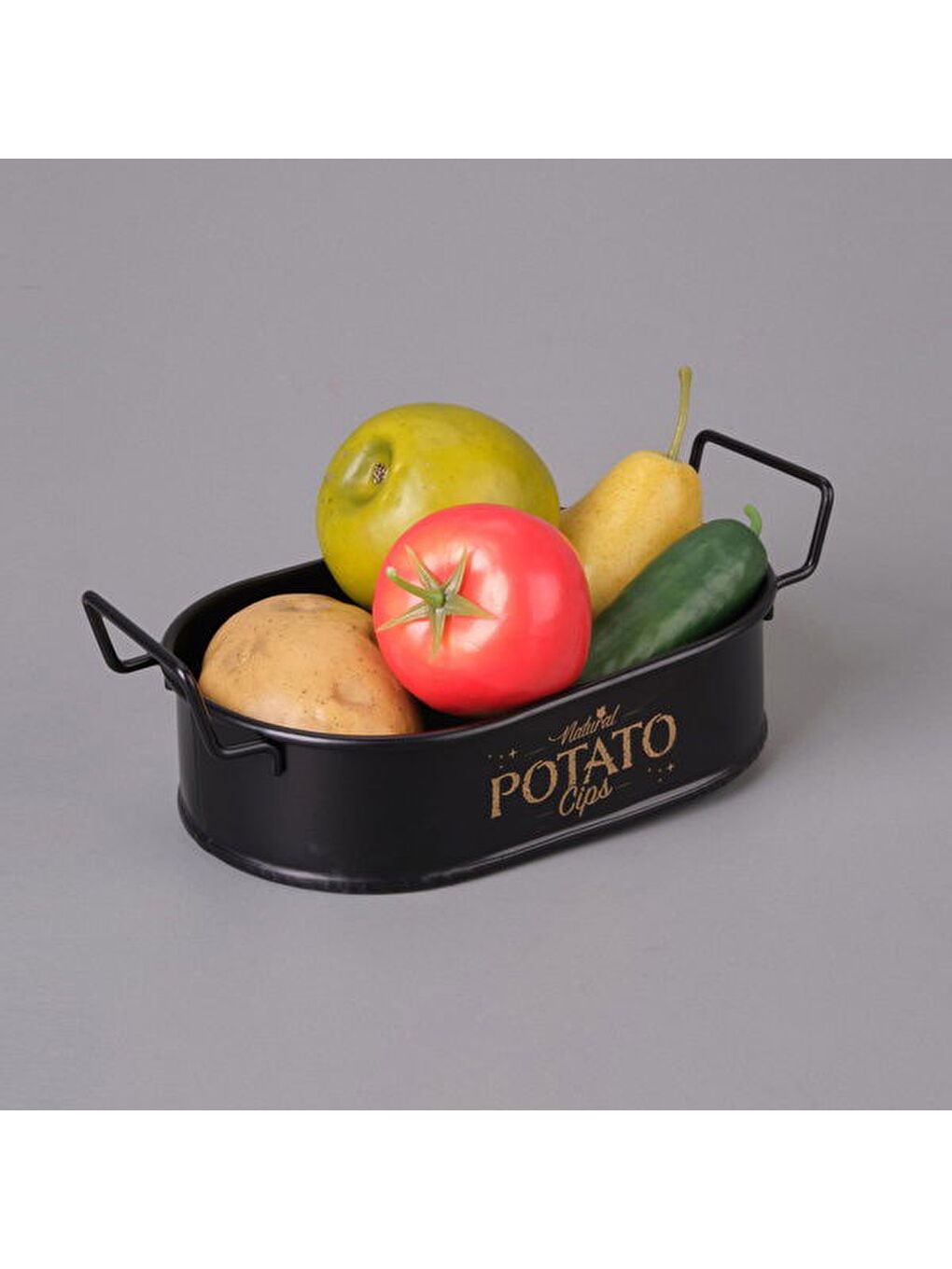 Siyah Mini Oval Patates & Cips Sunumluk - 21x13 cm-3