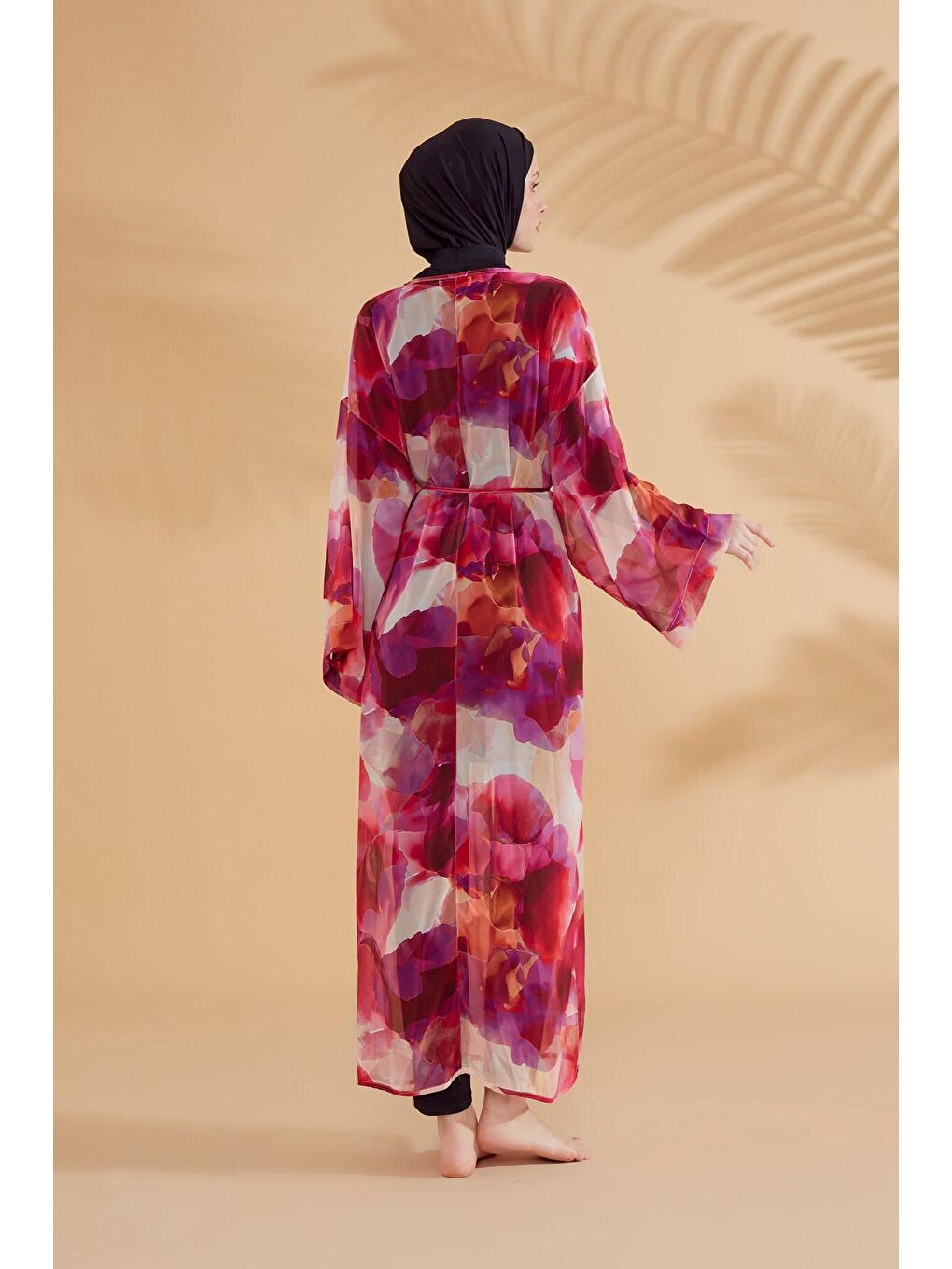 Batik Desenli Fuşya Kimono Kaftan P2341-1
