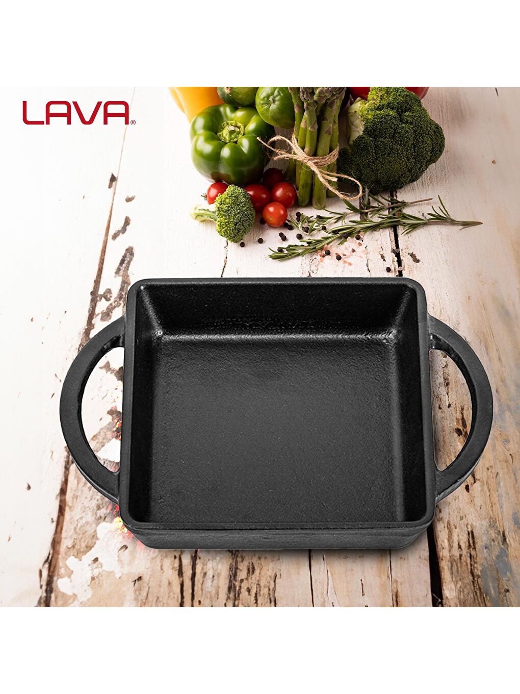 Siyah Kare Sahan Döküm Demir Yekpare Çift Kulplu Ölçü 12x12cm.-6