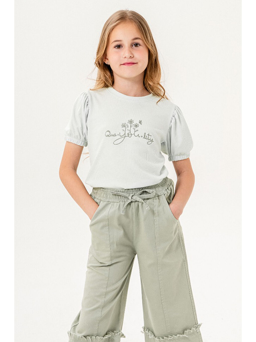 Yeşil Kapri Pantolonlu Kız Çocuk Takım 21087-1