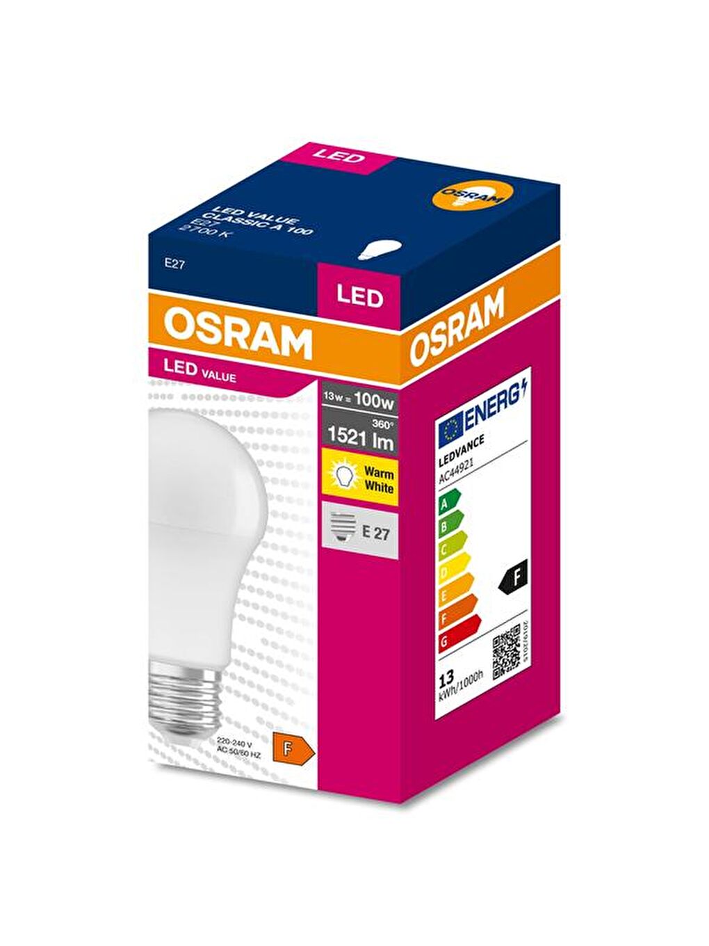 Led Value Cla100 13W/100W 1521Lm E27 Ampul - 2700K Sarı Işık - Sarı - 13 Watt-1