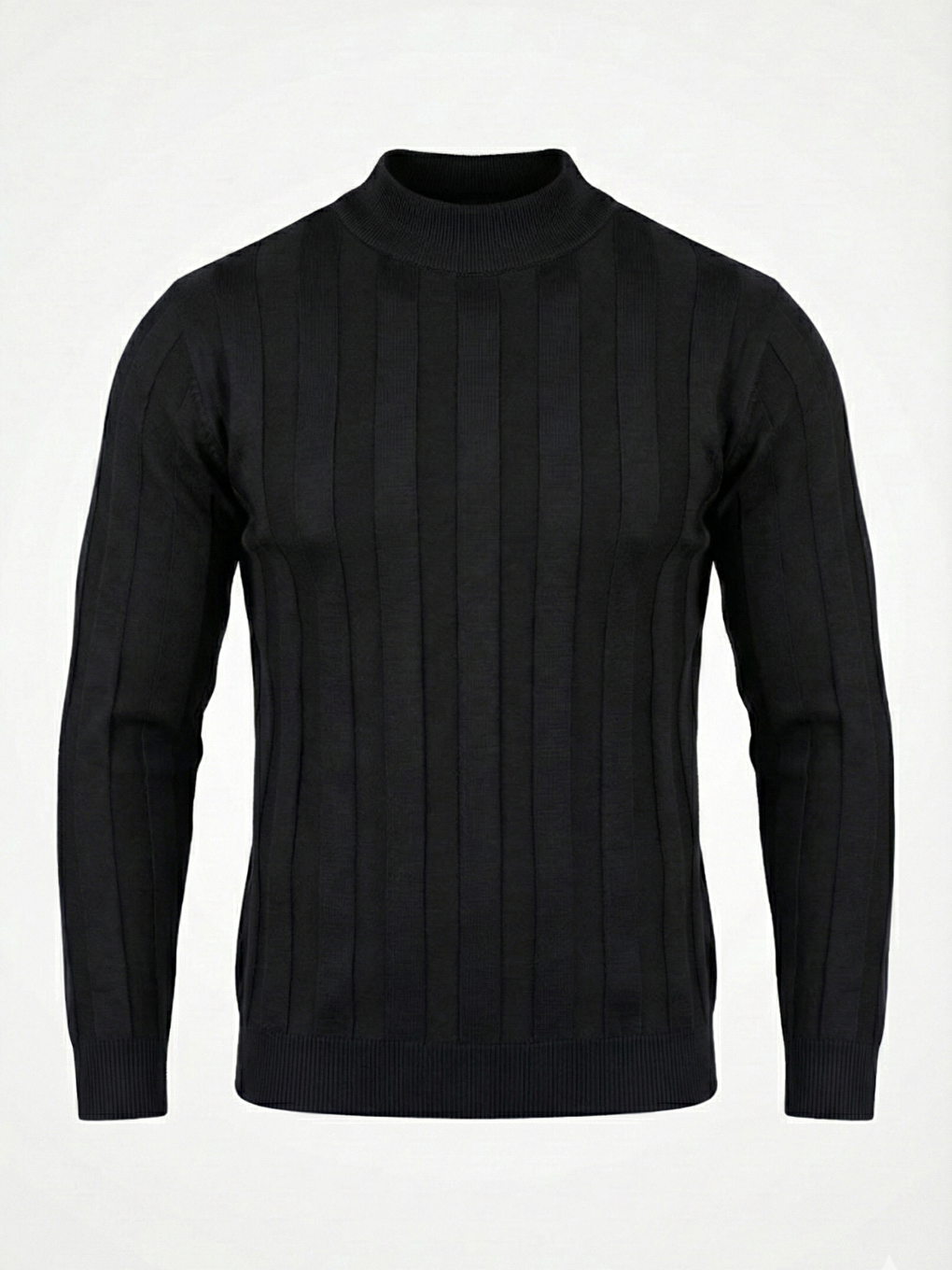 Siyah Erkek Yarım Balıkçı Yaka Kabartma Desenli Triko-3