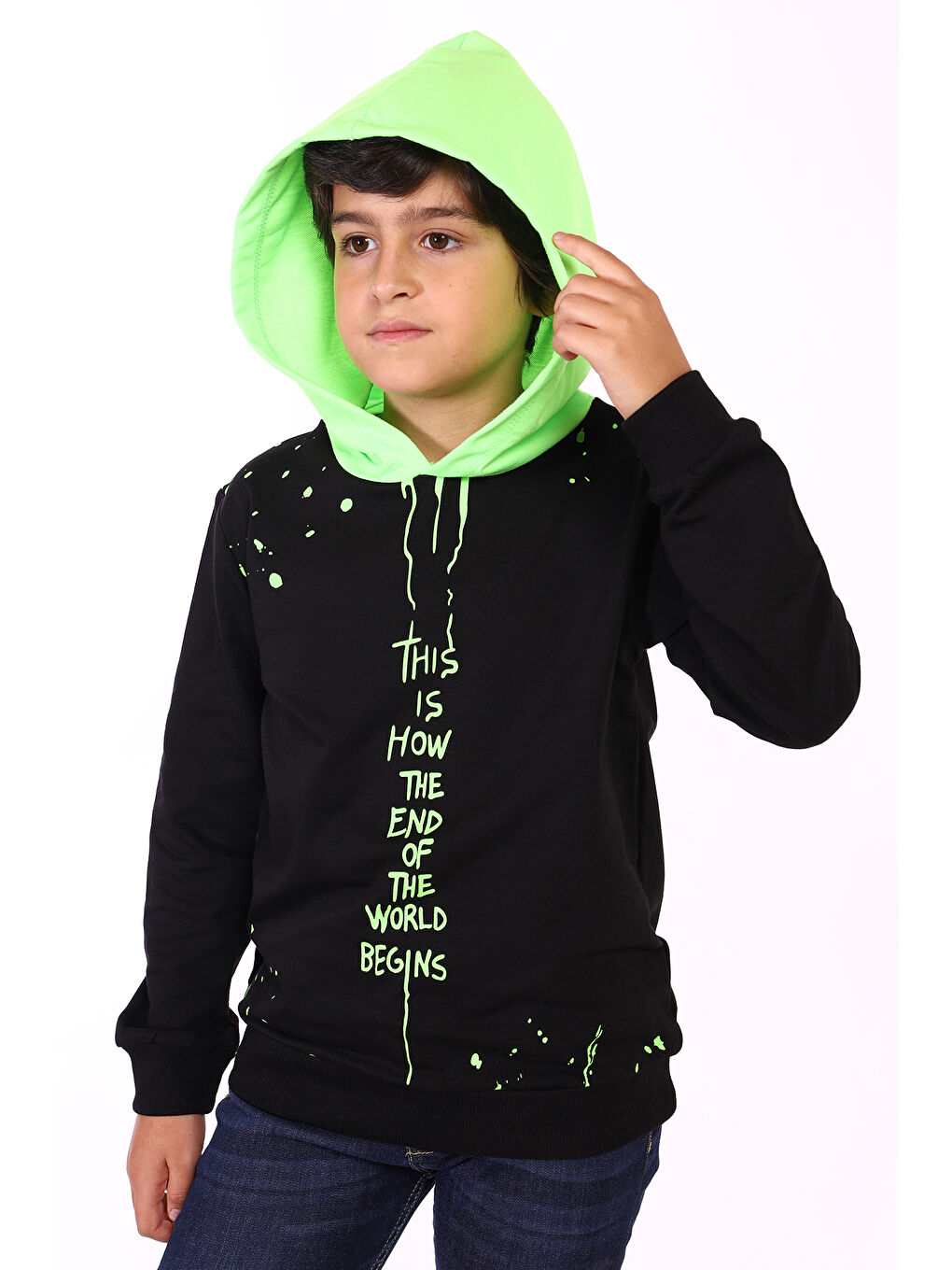 Toontoykids Siyah Erkek Çocuk Neon Detaylı Sweatshirt