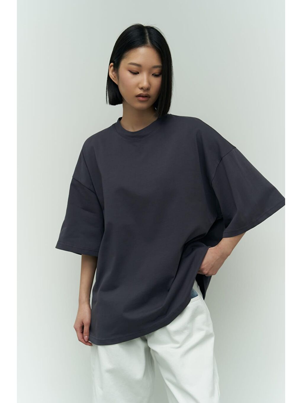 Mai Collection Need Money Antrasit Oversize T-Shirt - 4