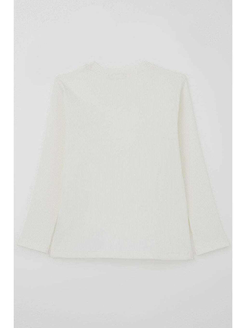 Kız Çocuk Uzun Kollu Tişört Kalp Armalı Fiyonklu Ekru (5-10 Yaş)-1