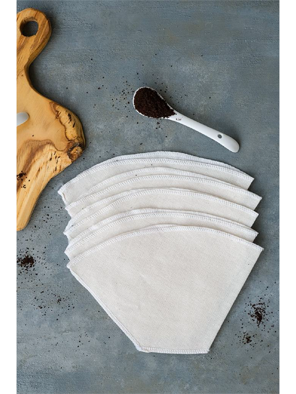 Beyaz Yıkanabilir Kumaş Kahve Filtresi 5 Adet (No.4 Organik Pamuk Filtre)-1