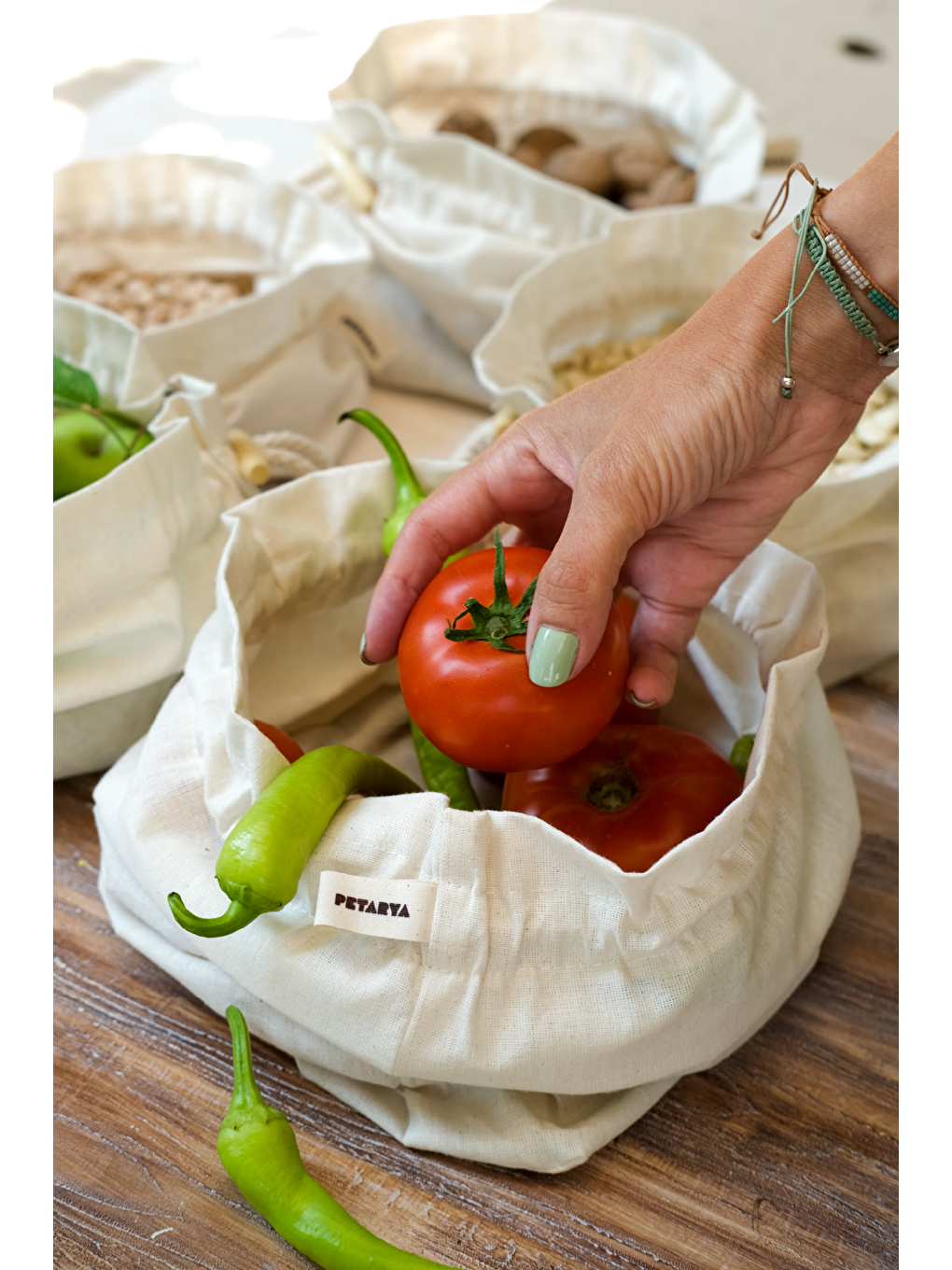 Bej Yıkanabilir Çok Amaçlı Gıda Kesesi Seti-2