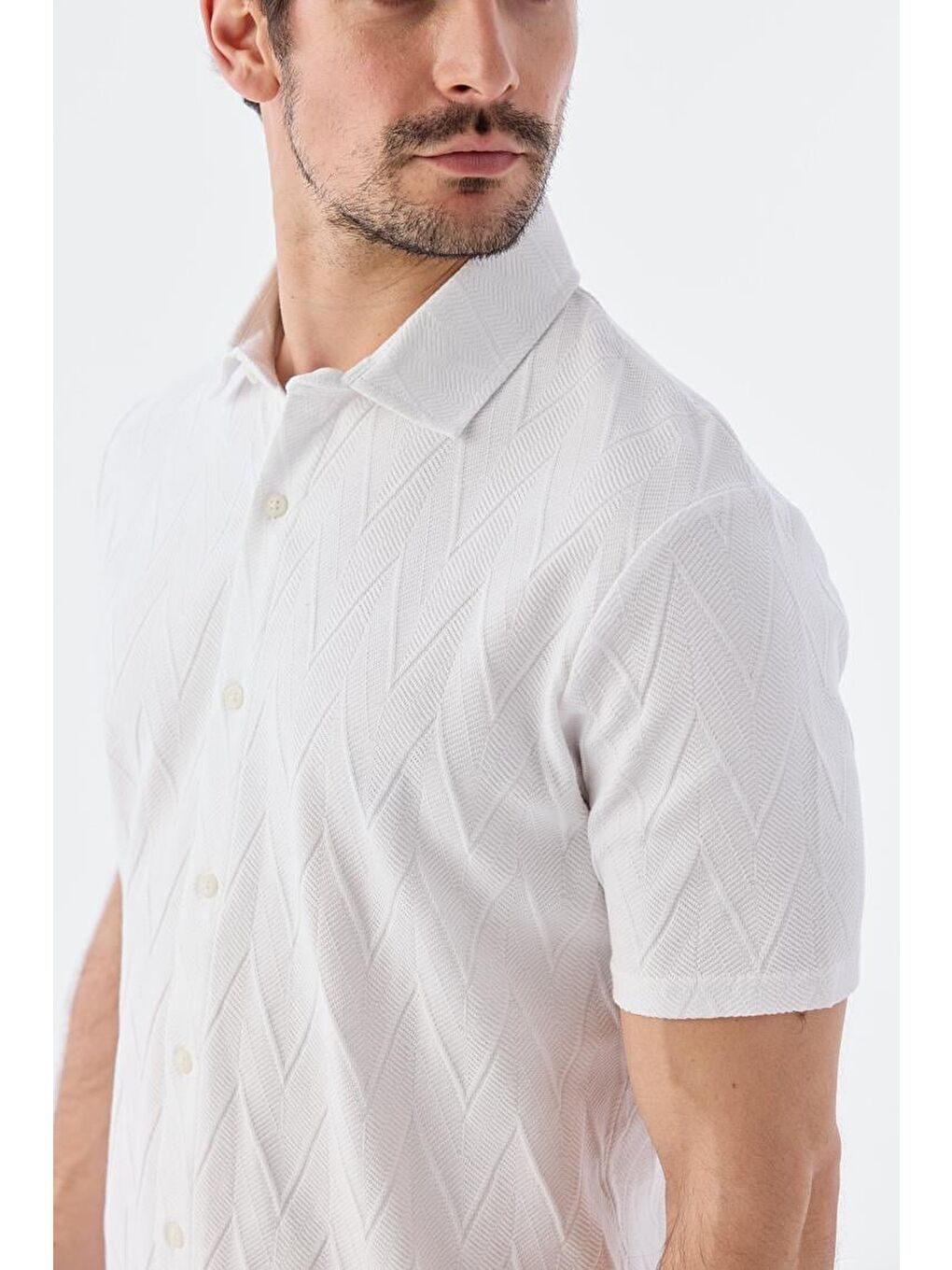 Ekru Slim Fit Gömlek-2