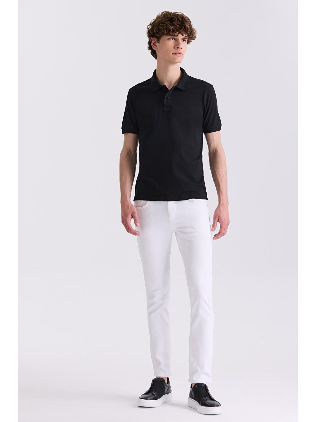 Siyah Slim Fit Polo Yaka T-Shirt-1