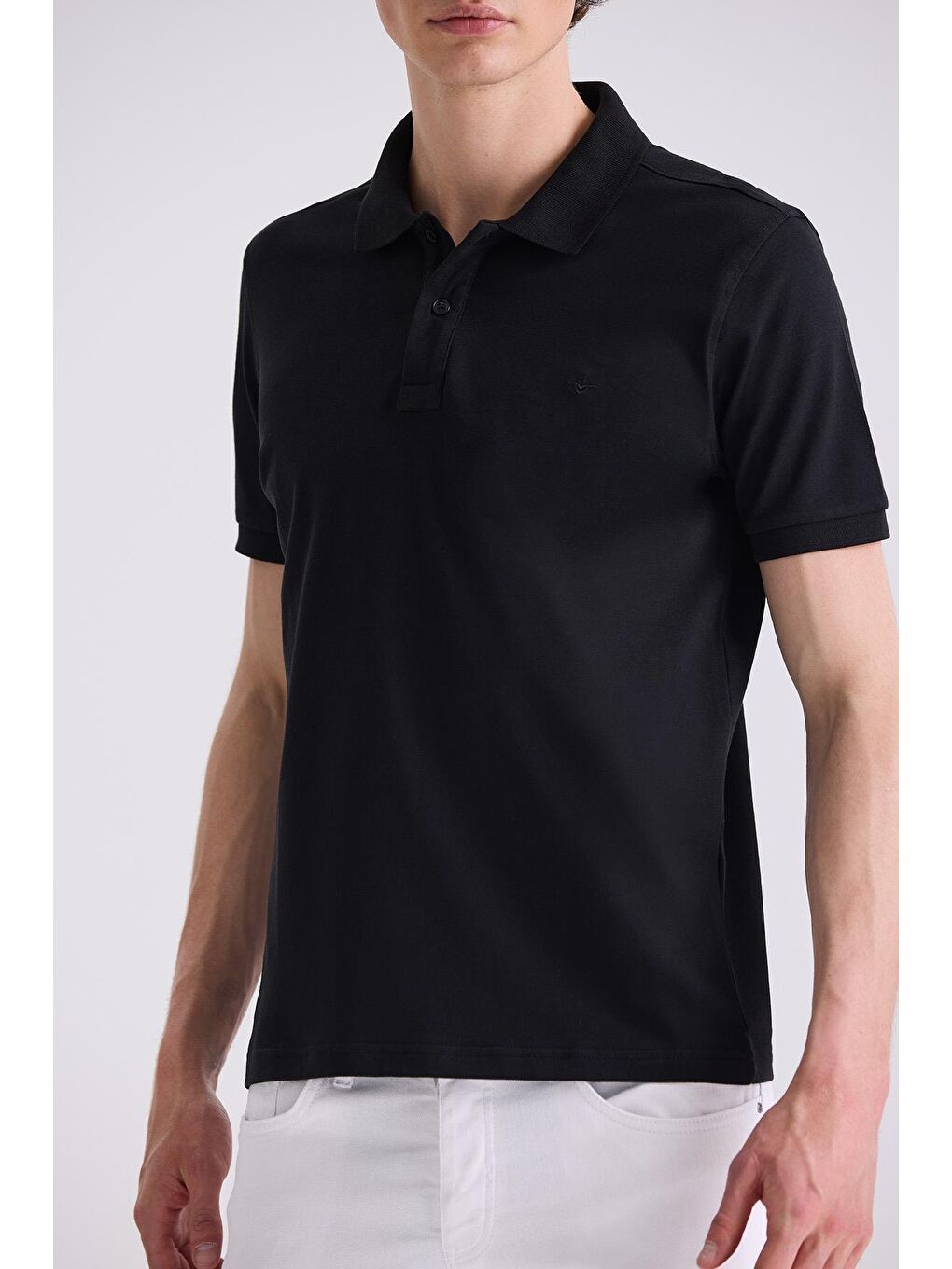 Siyah Slim Fit Polo Yaka T-Shirt-2