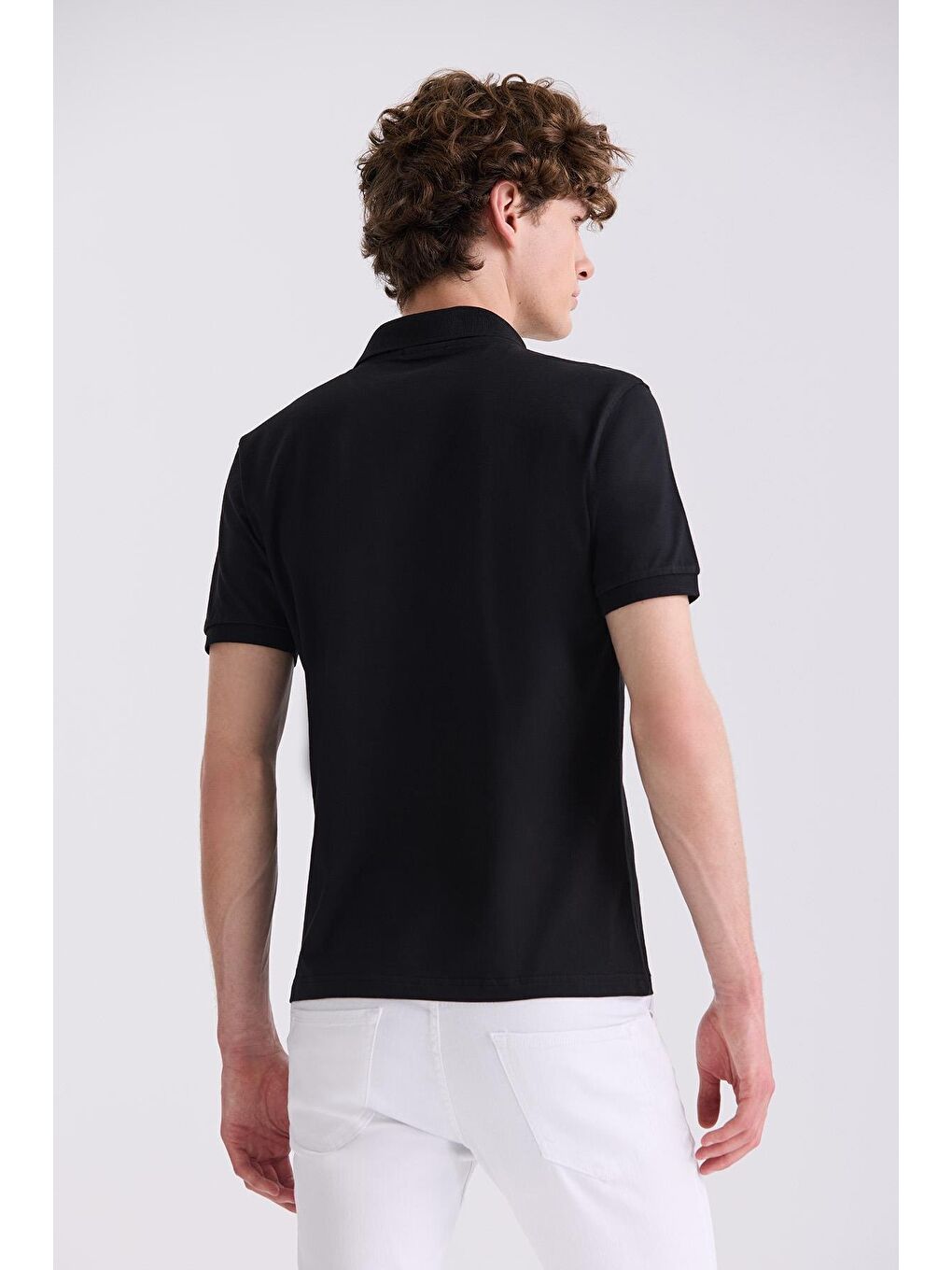 Siyah Slim Fit Polo Yaka T-Shirt-3
