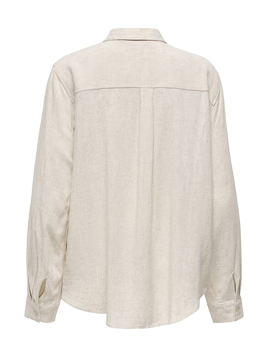 Bej Onlsiesta Keten Karışımlı Oversize Fit Önü Kısa Arkası Uzun Gömlek 15347208-1