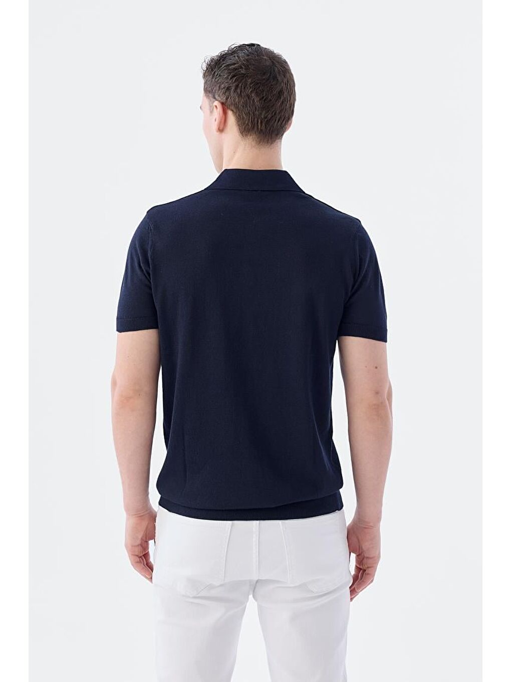 Lacivert Slim Fit Şerit Detaylı Polo Yaka T-Shirt-3