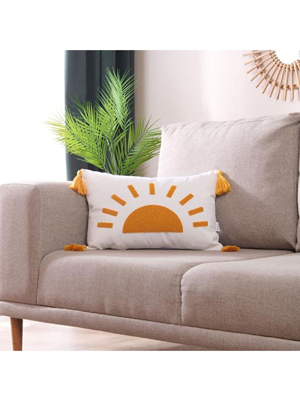 Karışık Soft Güneş Punch Kırlent - Renkli - 30x50 cm