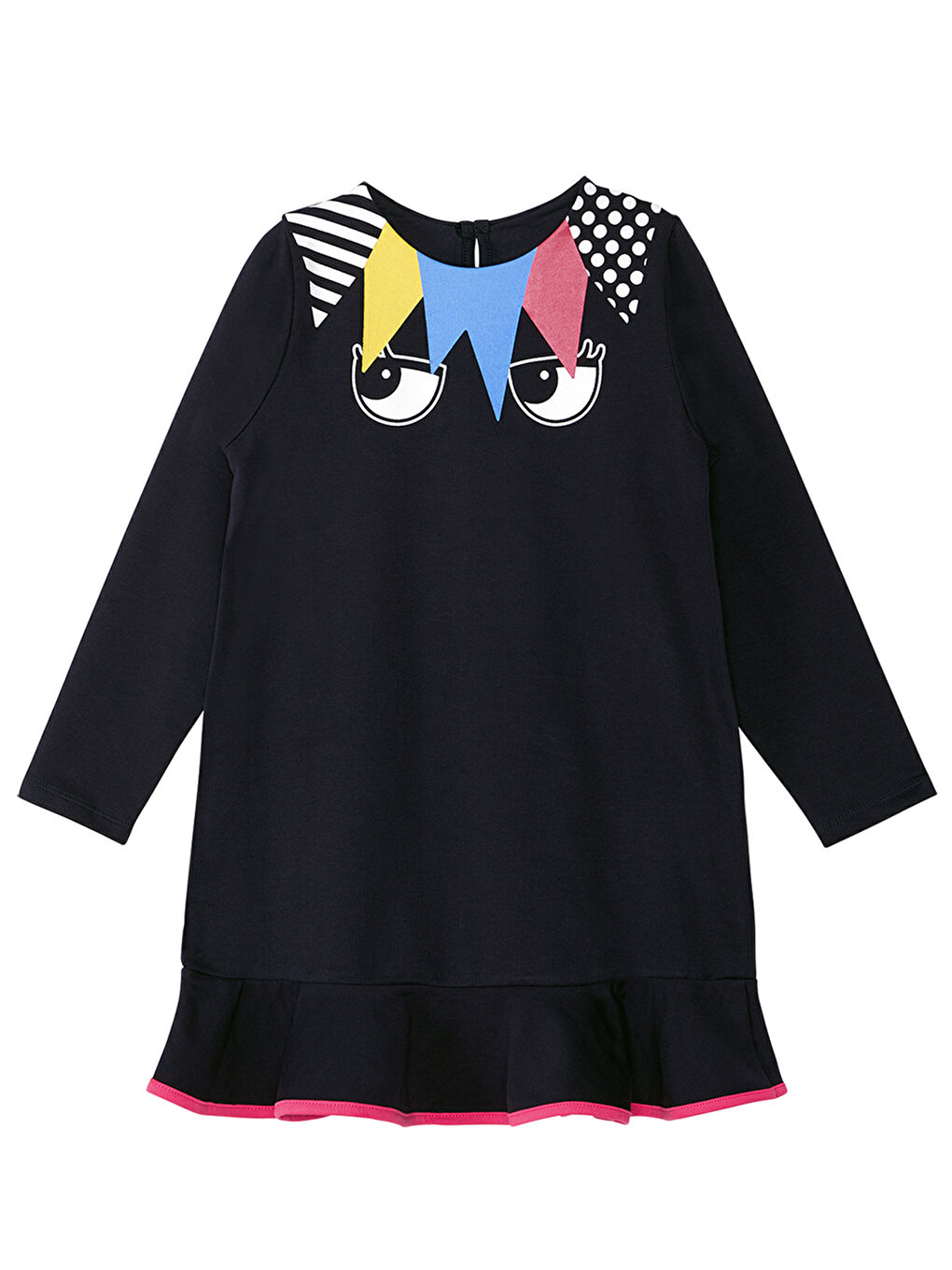 Lacivert Perçem Kız Çocuk Elbise + Çorap-4