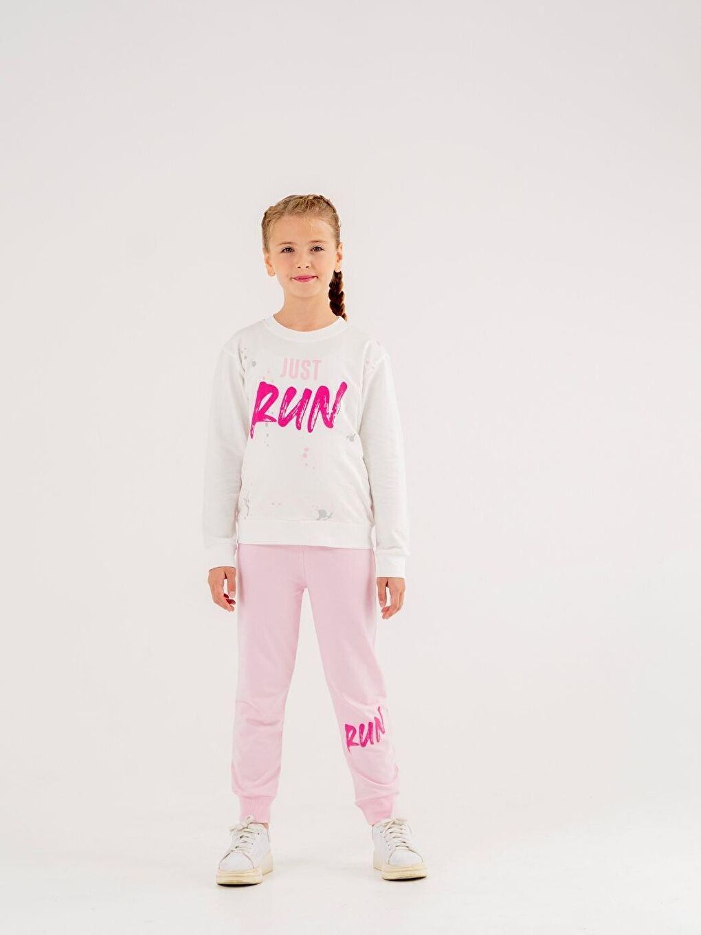 Ekru Bisiklet Yaka Baskılı  Uzun Kollu  Eşofman Takım