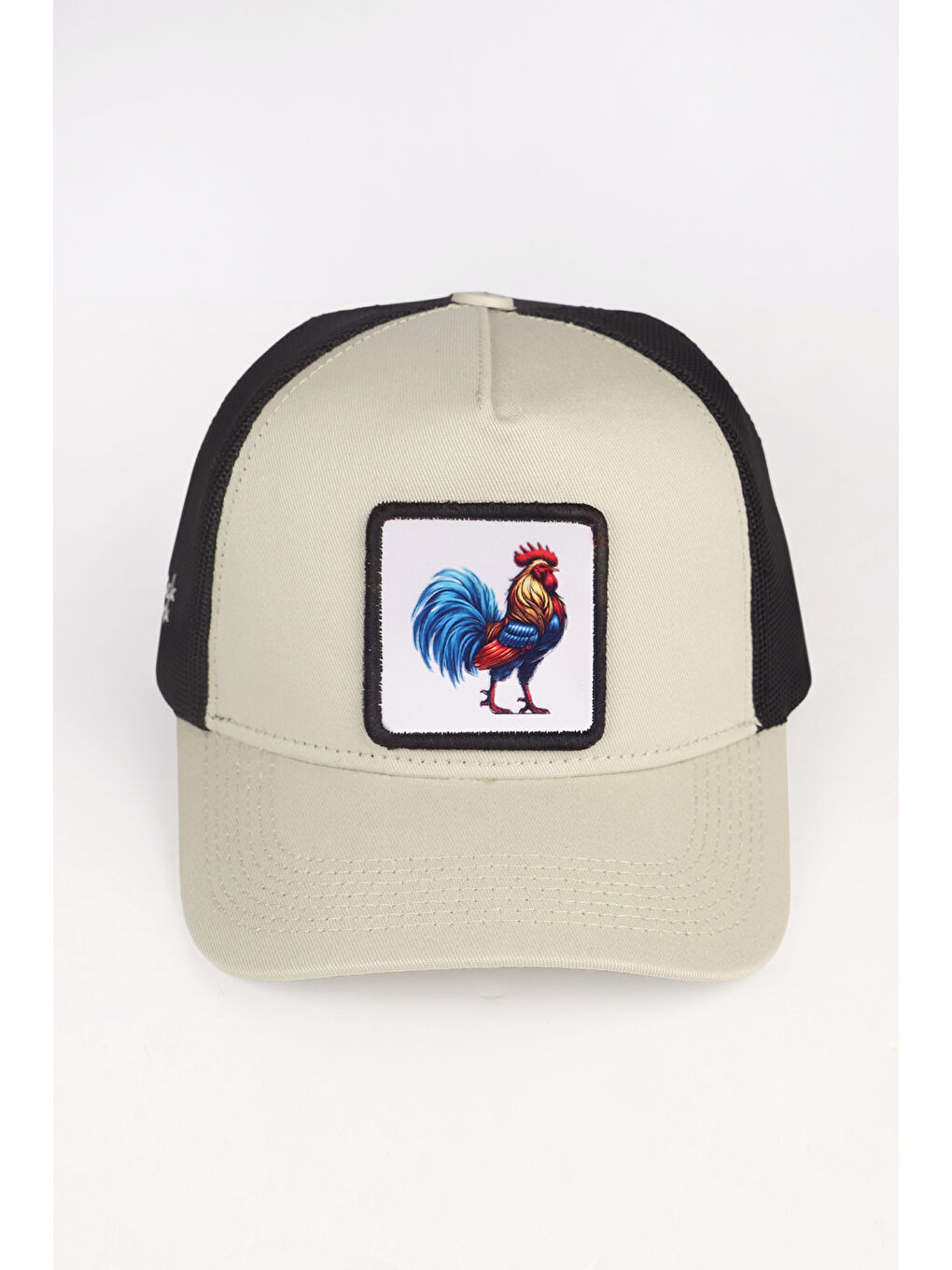 Horoz Logolu Bej-Siyah Trucker Şapka-1