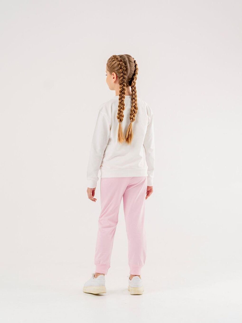 Ekru Bisiklet Yaka Baskılı  Uzun Kollu  Eşofman Takım-2