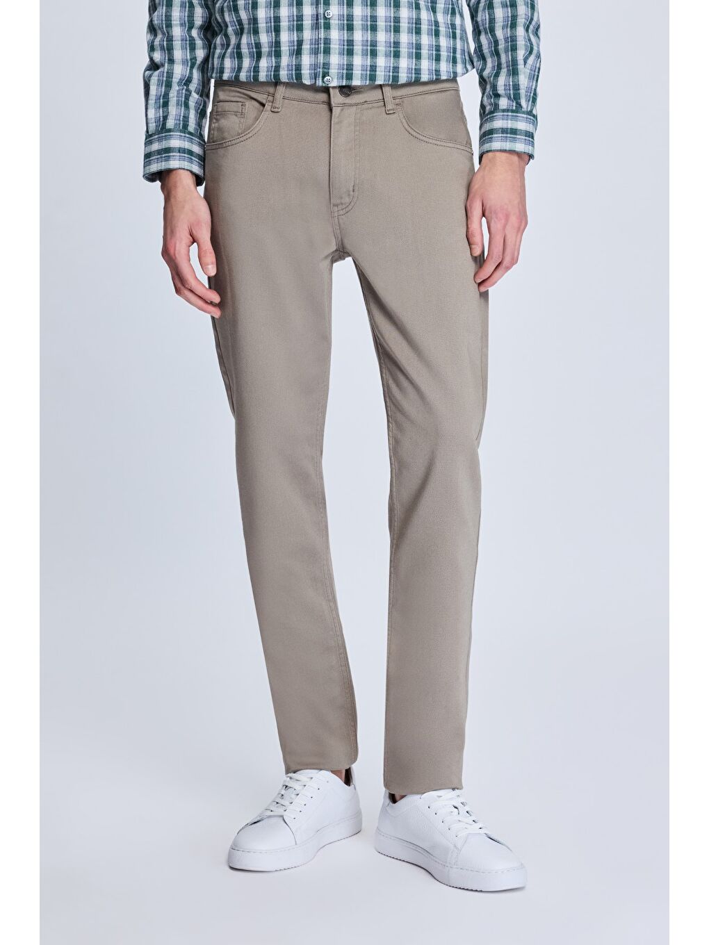 Bej Taş Dinamik Fit Pamuklu 5 Cep Kanvas Pantolon