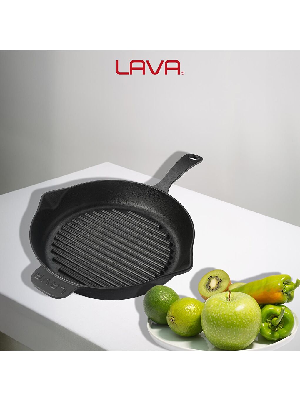 Siyah Yuvarlak Izgara Tava Döküm Demir Yekpare Saplı Çap(Ø)28cm.-6