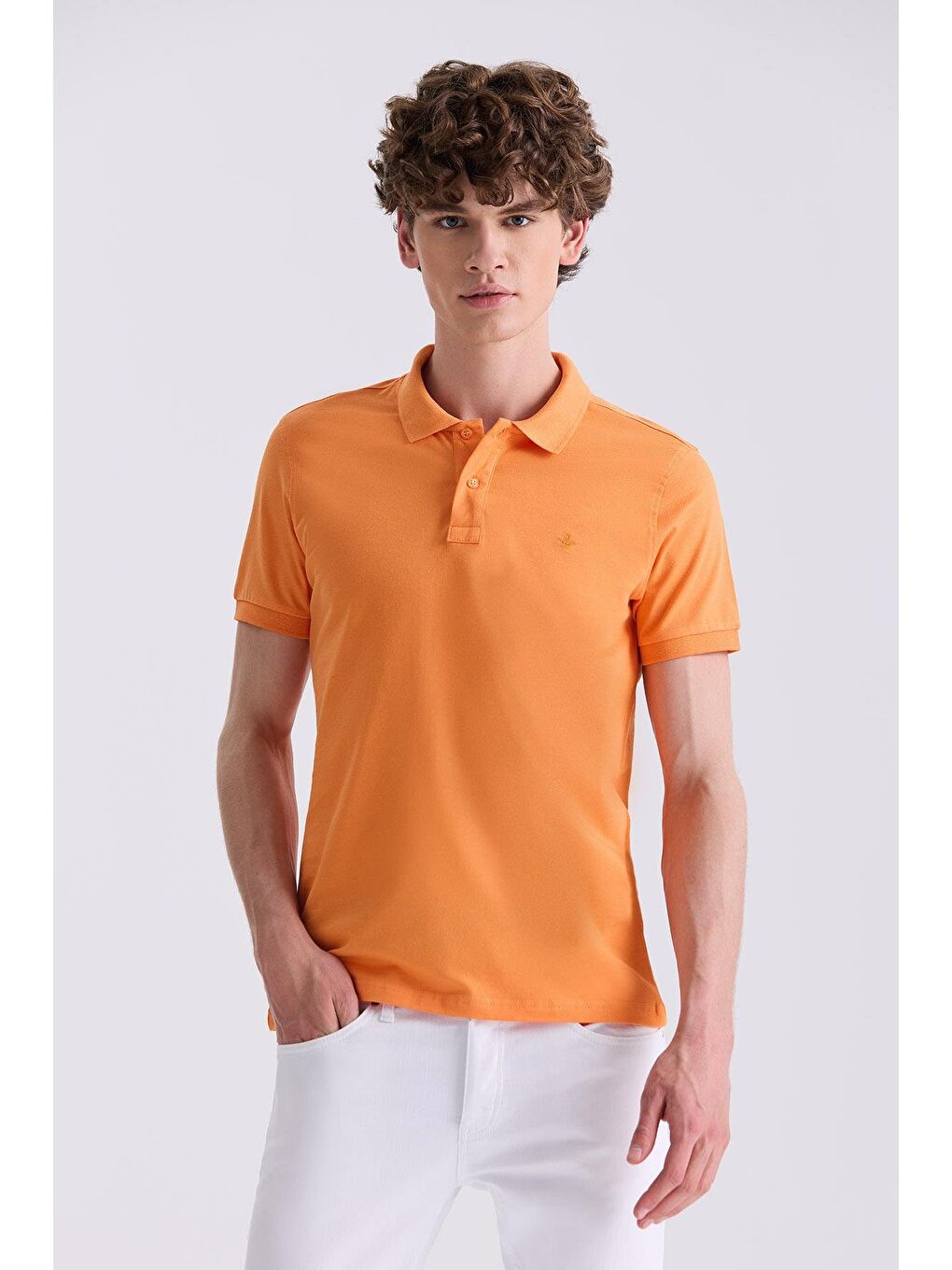 Turuncu Oranj Slim Fit Polo Yaka T-Shirt