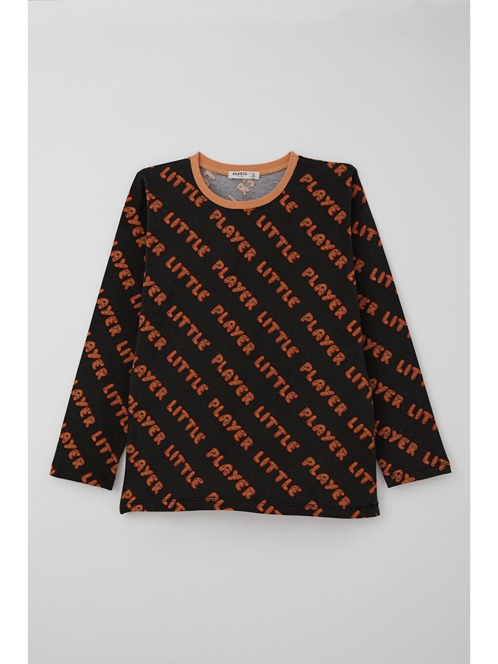 Kahverengi Erkek Çocuk Pijama Takımı Oyun Zamanı Küçük Oyuncu Yazılı Koyu Kahve (9-12 Yaş)-1