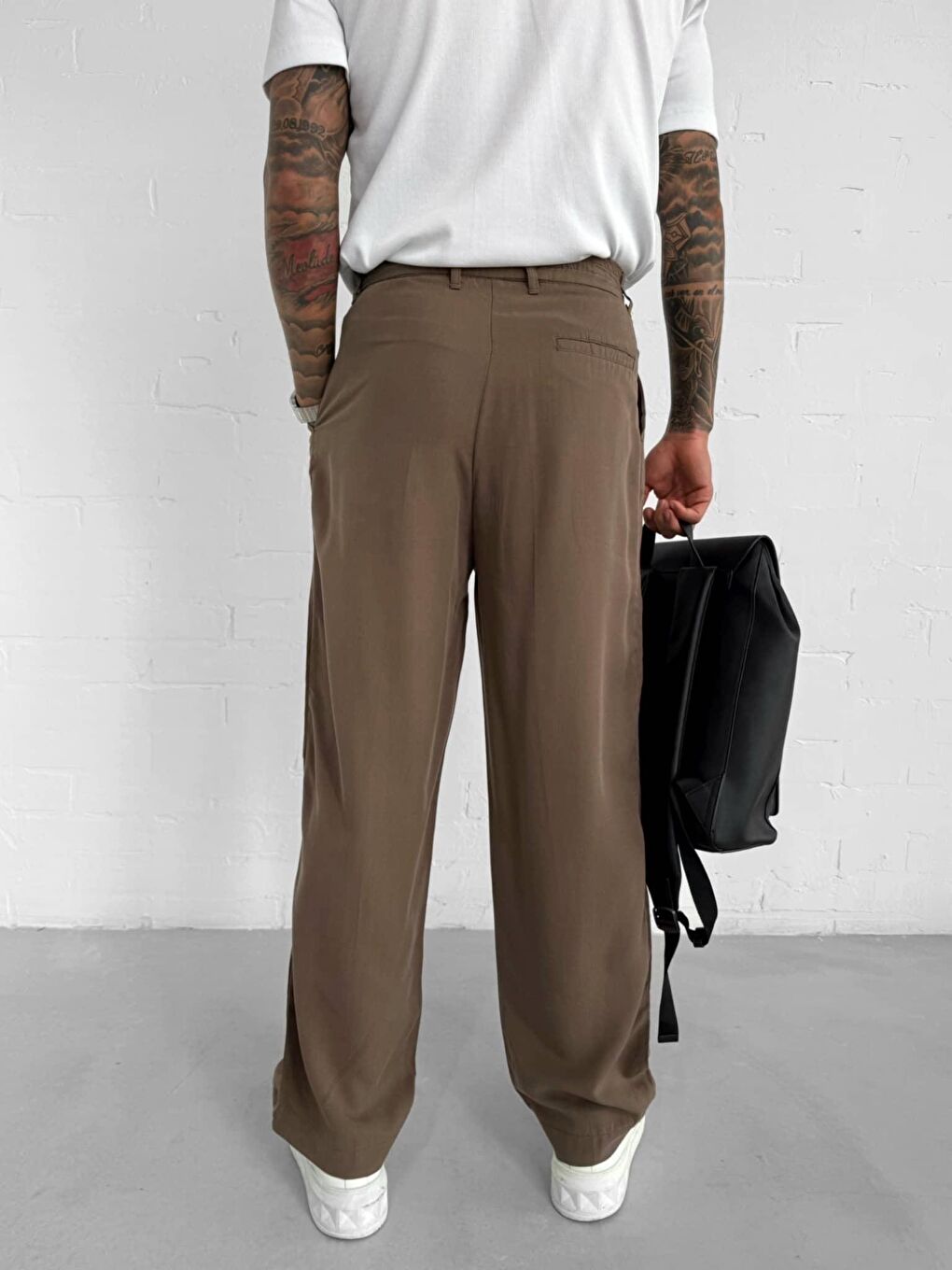 Erkek Baggy Fit Beli Lastikli Pantolon Kahverengi-2