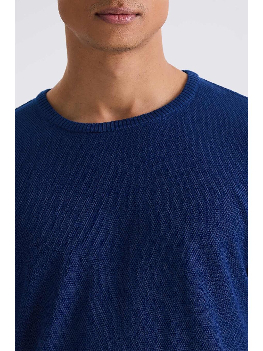 İndigo Slim Fit Bisiklet Yaka Desenli Triko Kazak-2