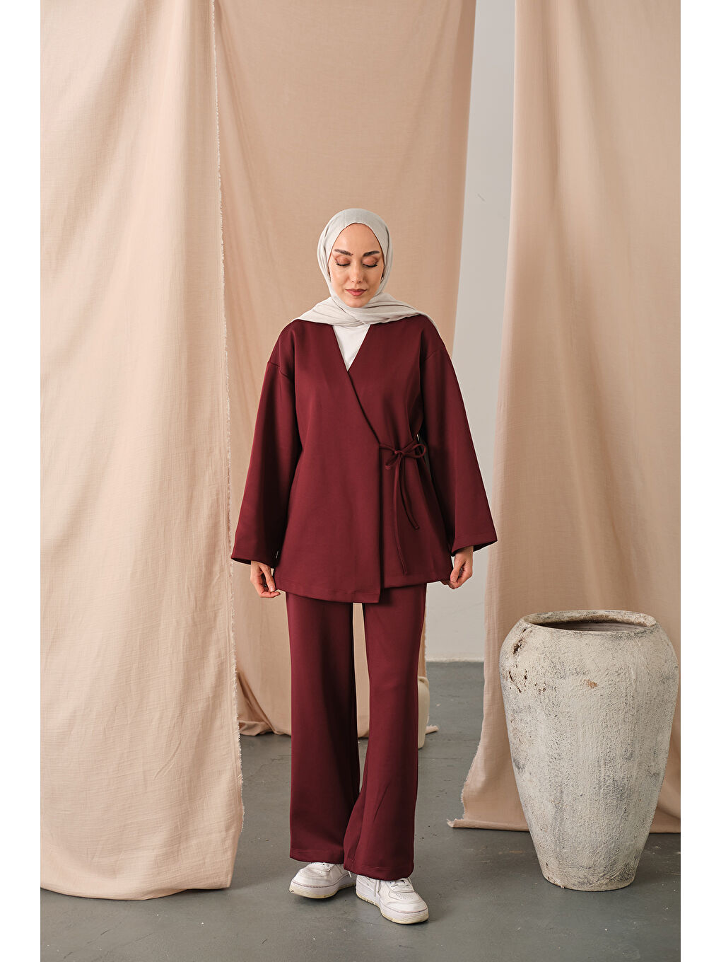 Kadın Yan Bağlamalı Takım Bordo-3