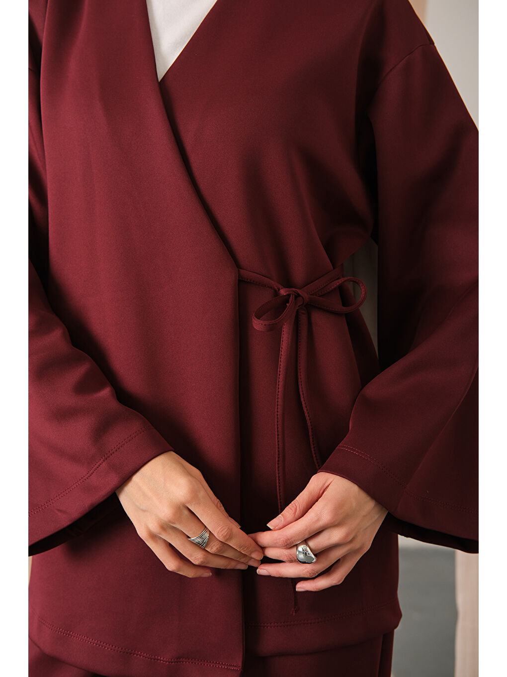 Kadın Yan Bağlamalı Takım Bordo-4