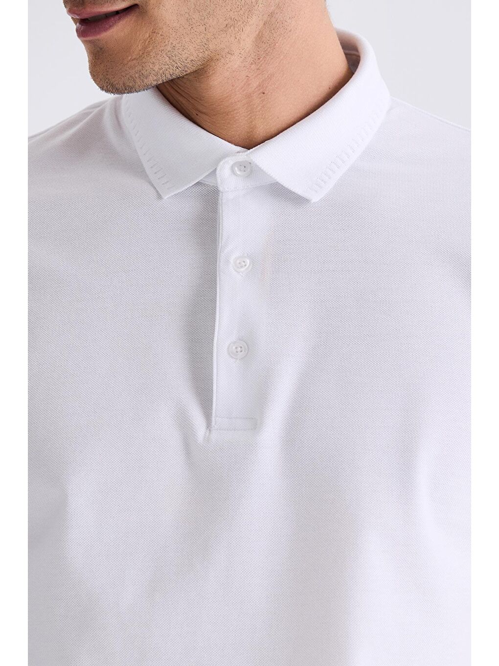 Beyaz Slim Fit %100 Pamuk Merserize Polo Yaka T-Shirt-2