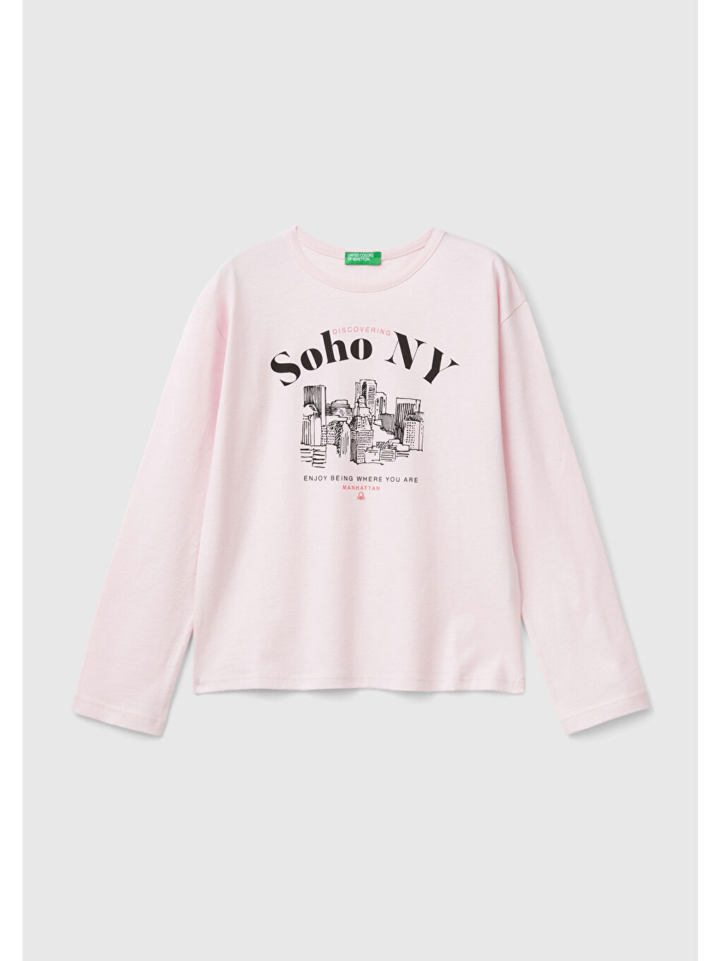 United Colors Of Benetton Kız Çocuk Açık Pembe Baskılı Sweatshirt