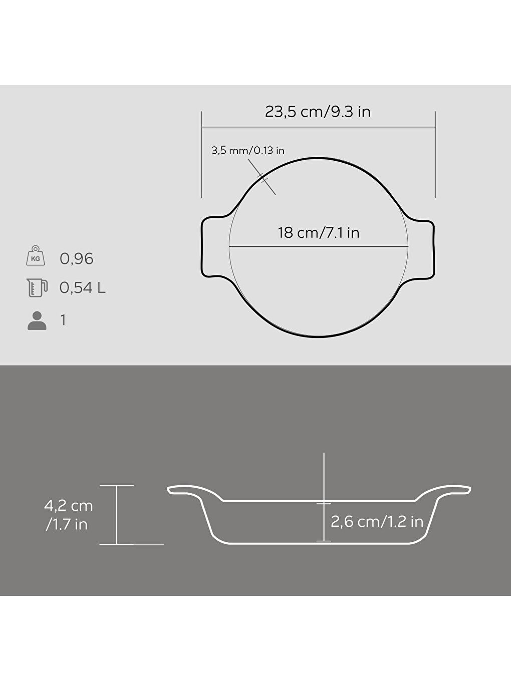 Siyah Yuvarlak Sahan Döküm Demir Yekpare Çift Kulplu Çap(Ø)18cm.-4