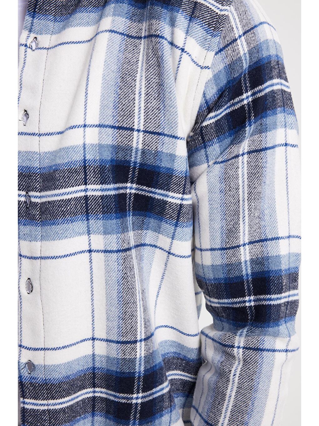 Mavi Erkek Slim Fit Dar Kesim Kareli Kışlık Oduncu Gömlek-3