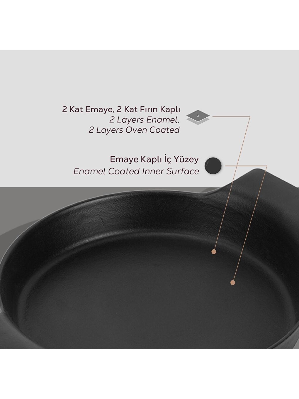 Siyah Yuvarlak Sahan Döküm Demir Yekpare Çift Kulplu Çap(Ø)18cm.-5